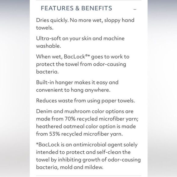 Norwex Chenille Sea Mist Hand Towel NWOT - Picture 4 of 9